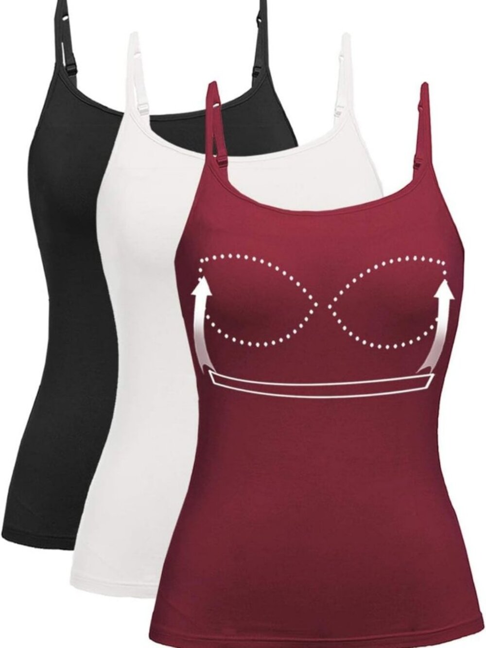 Adjustable Strap Women's Tank Tops with Built-in Padded Bra - Sleeveless